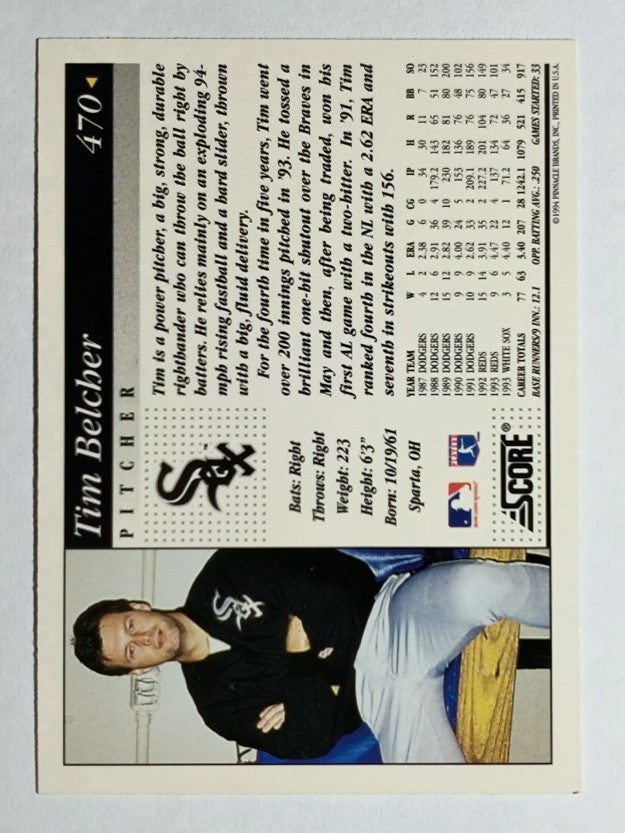 1994 Score #470 Tim Belcher