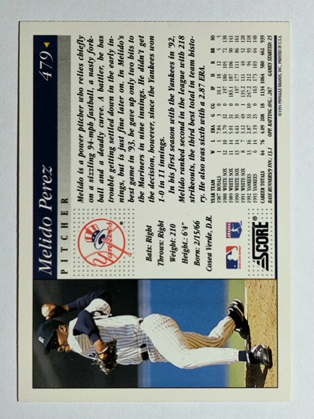 1994 Score #479 Melido Perez