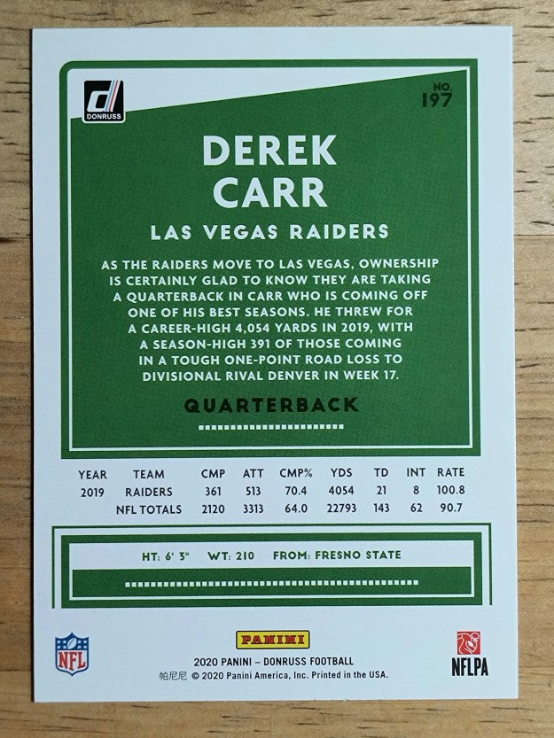 2020 Donruss #197A Derek Carr