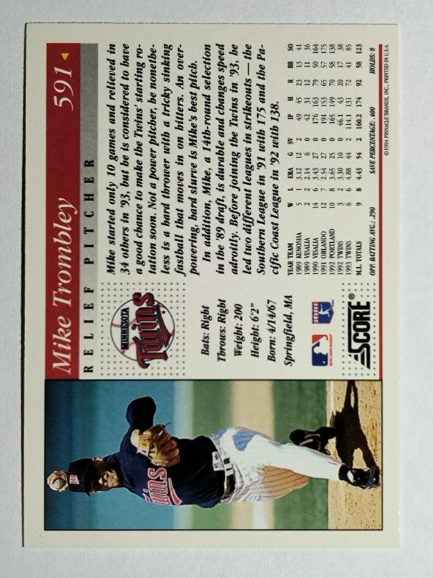 1994 Score #591 Mike Trombley