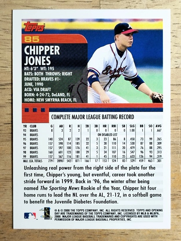 2000 Topps Opening Day #85 Chipper Jones