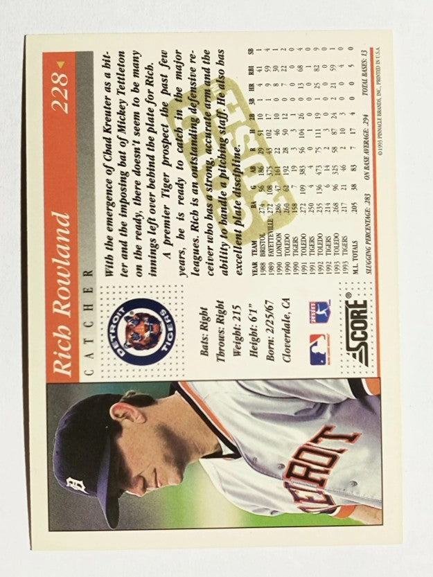 1994 Score Gold Rush #228 Rich Rowland