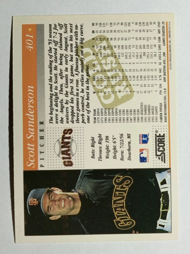 1994 Score Gold Rush #401 Scott Sanderson