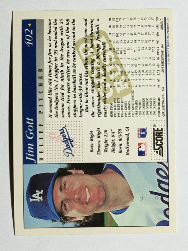 1994 Score Gold Rush #402 Jim Gott