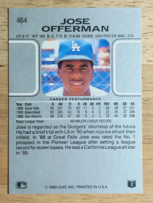 1990 Leaf #464 Jose Offerman RC
