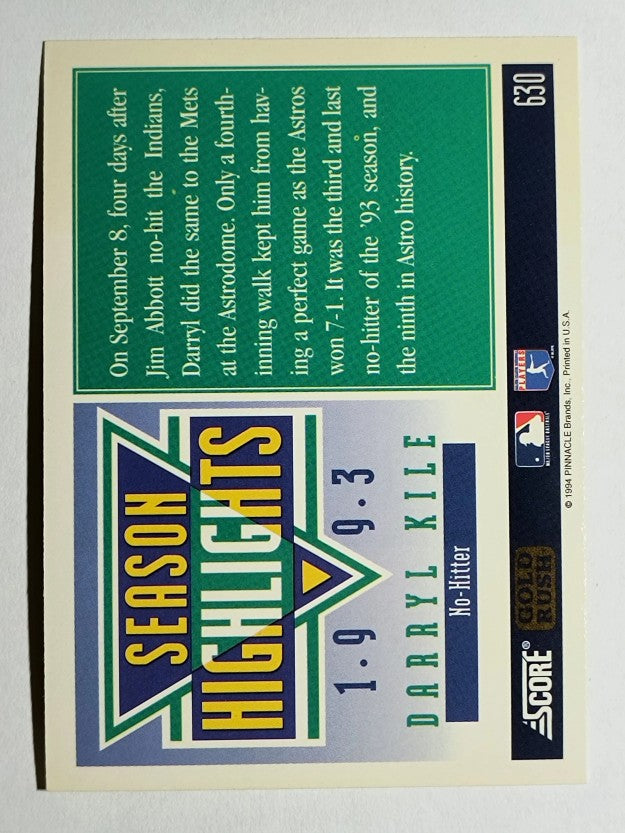 1994 Score Gold Rush #630 Darryl Kile HL