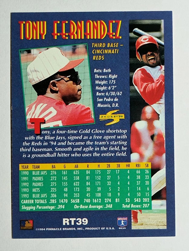 1994 Score Rookie/Traded #RT39 Tony Fernandez