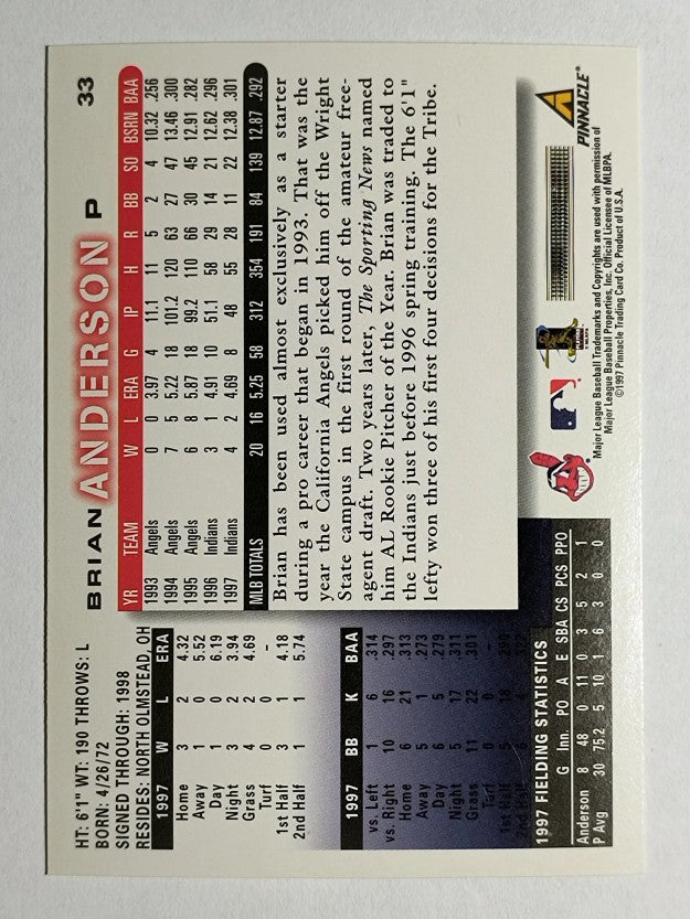 1998 Score #33 Brian Anderson