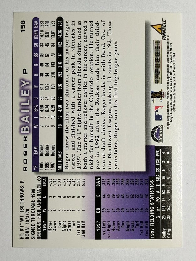 1998 Score #158 Roger Bailey