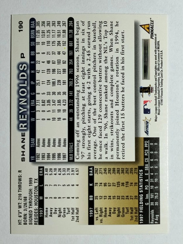 1998 Score #190 Shane Reynolds