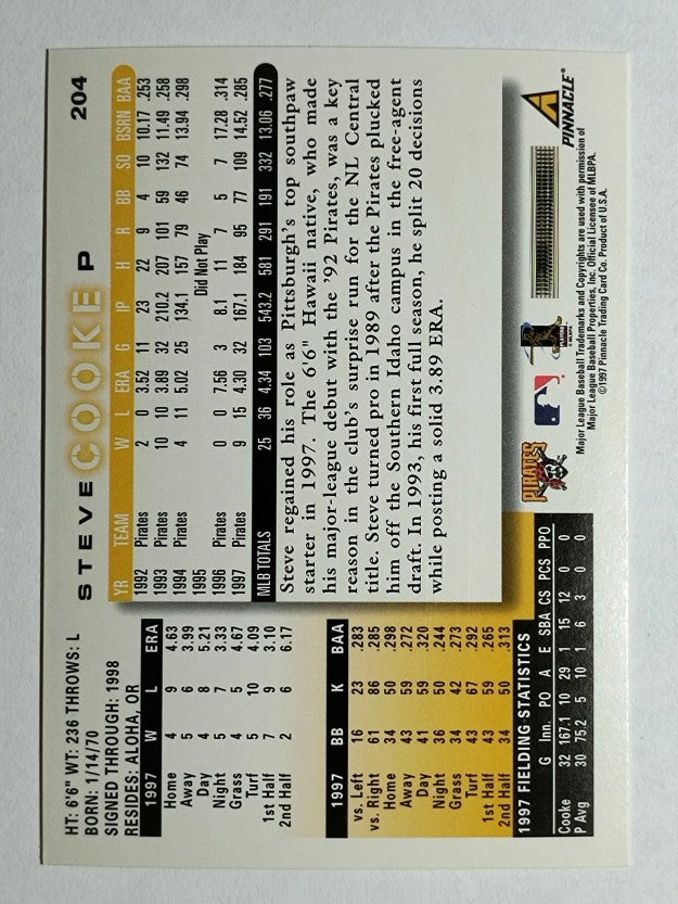 1998 Score #204 Steve Cooke