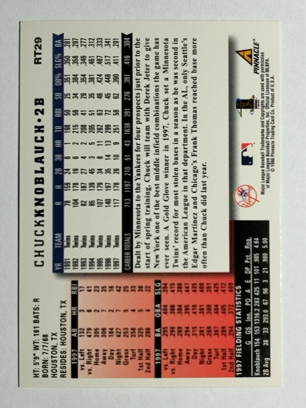 1998 Score Rookie Traded #29 Chuck Knoblauch