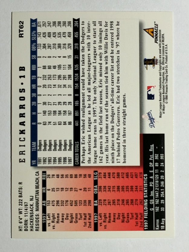 1998 Score Rookie Traded #62 Eric Karros