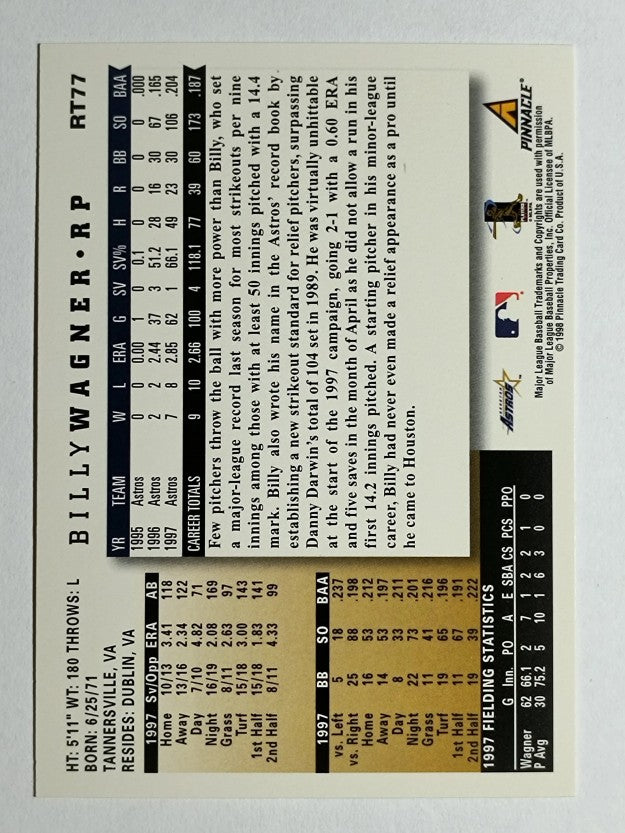 1998 Score Rookie Traded #77 Billy Wagner