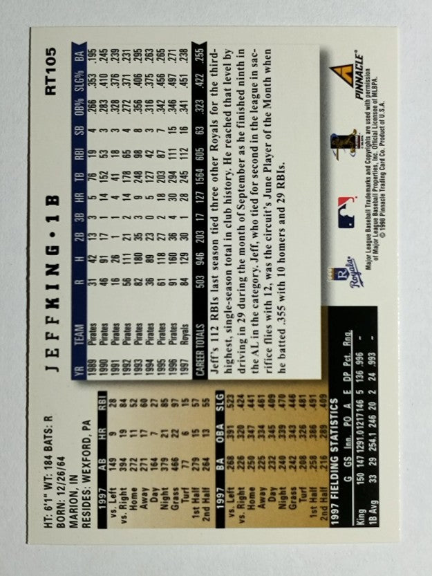 1998 Score Rookie Traded #105 Jeff King