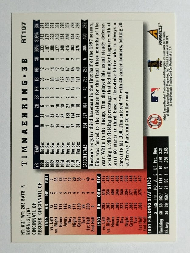 1998 Score Rookie Traded #107 Tim Naehring