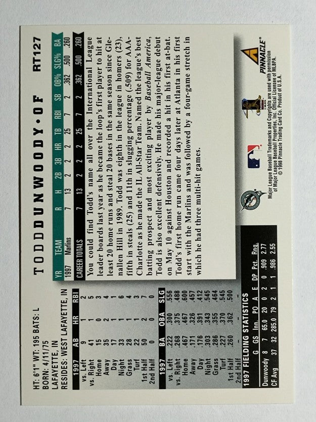 1998 Score Rookie Traded #127 Todd Dunwoody