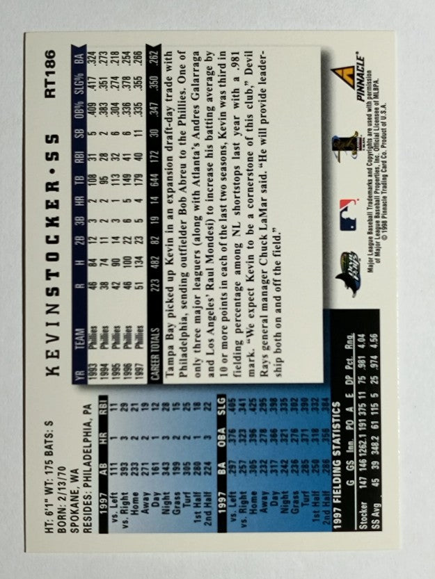 1998 Score Rookie Traded #186 Kevin Stocker