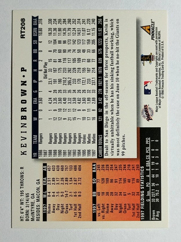 1998 Score Rookie Traded #208 Kevin Brown