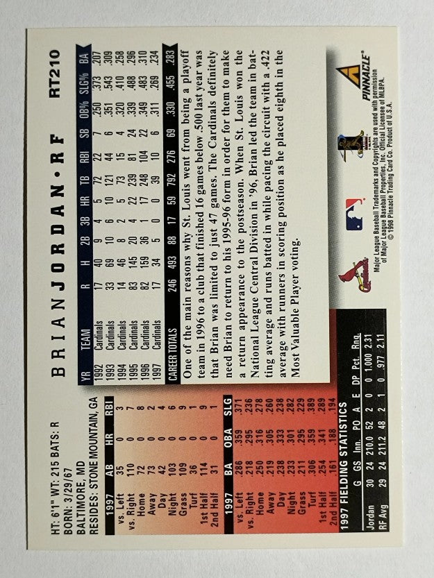 1998 Score Rookie Traded #210 Brian Jordan