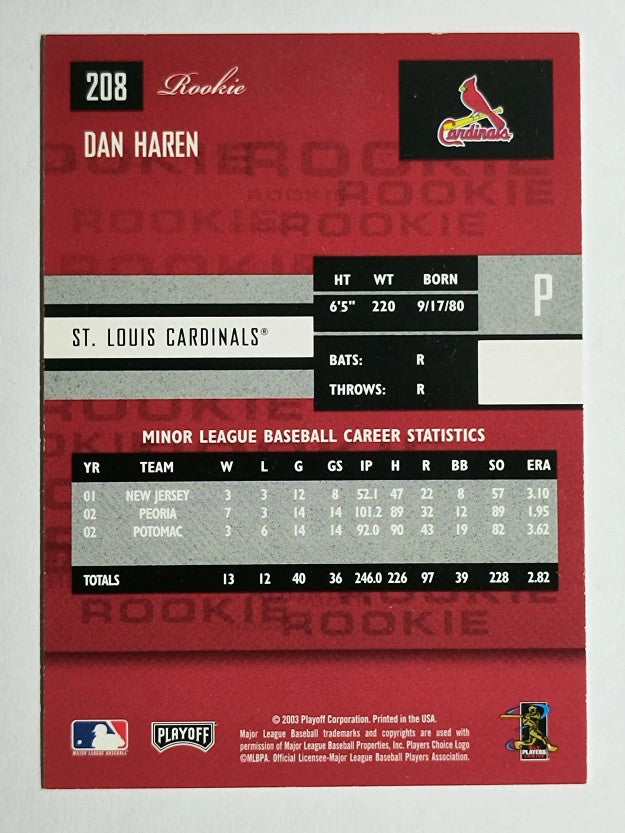 2003 Playoff Prestige #208 Dan Haren ROO RC