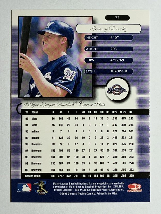 2001 Donruss Elite #77 Jeromy Burnitz