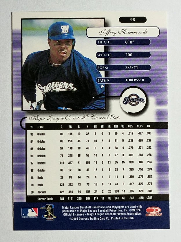 2001 Donruss Elite #98 Jeffrey Hammonds
