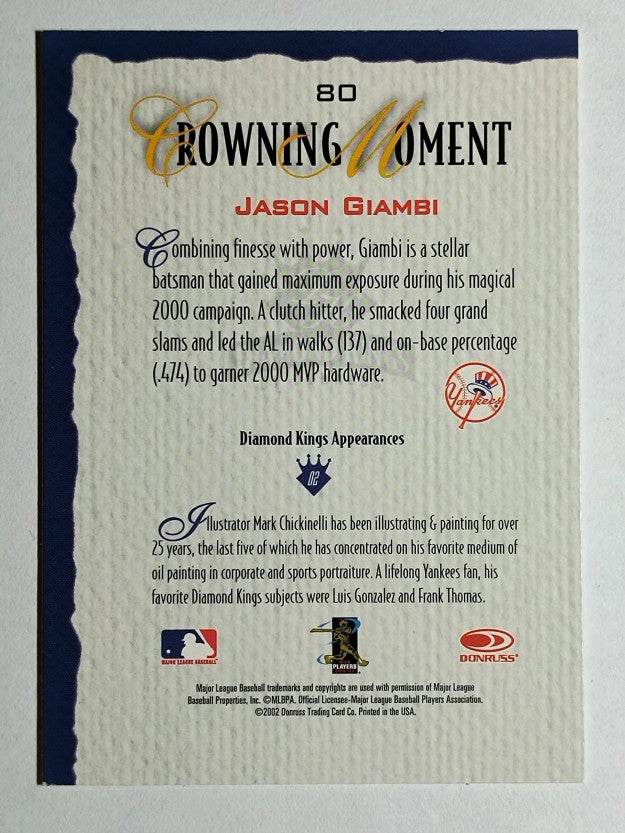 2002 Diamond Kings #80 Jason Giambi