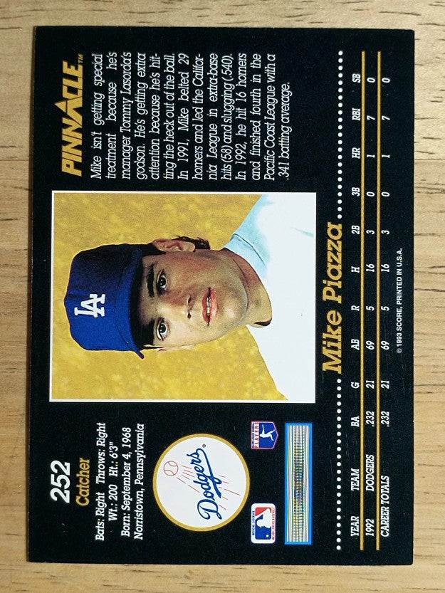 1993 Pinnacle #252 Mike Piazza