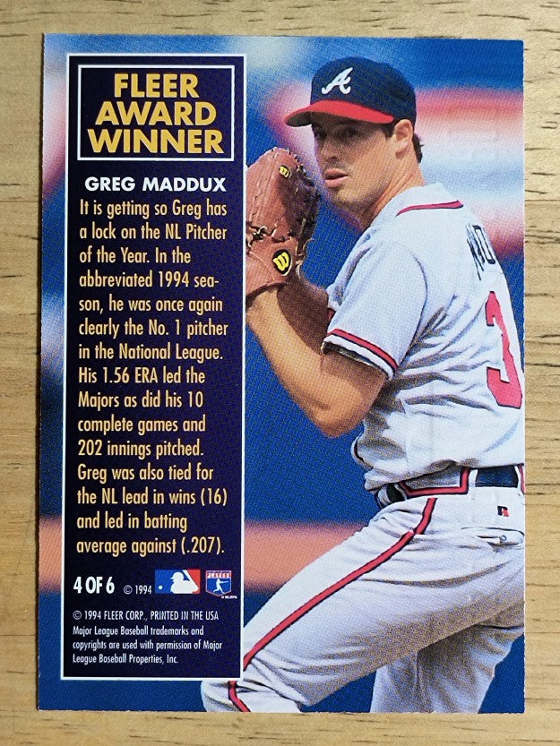 1995 Fleer Award Winners #4 Greg Maddux