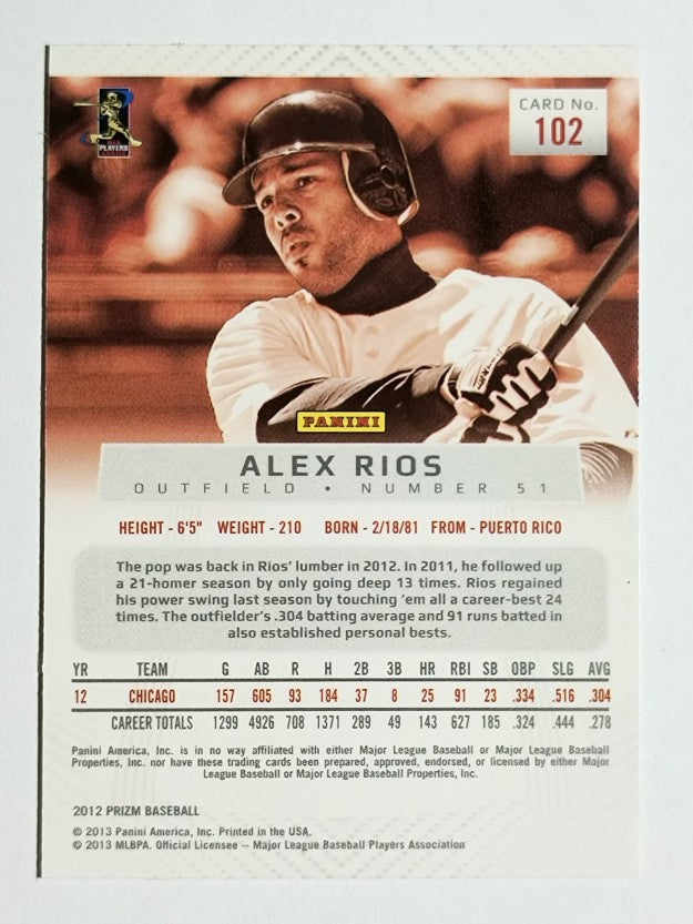 2012 Panini Prizm #102 Alex Rios