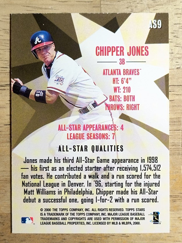 2000 Topps Stars All-Star Authority #AS9 Chipper Jones