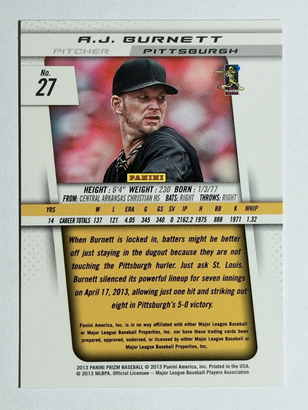 2013 Panini Prizm #27 A.J. Burnett