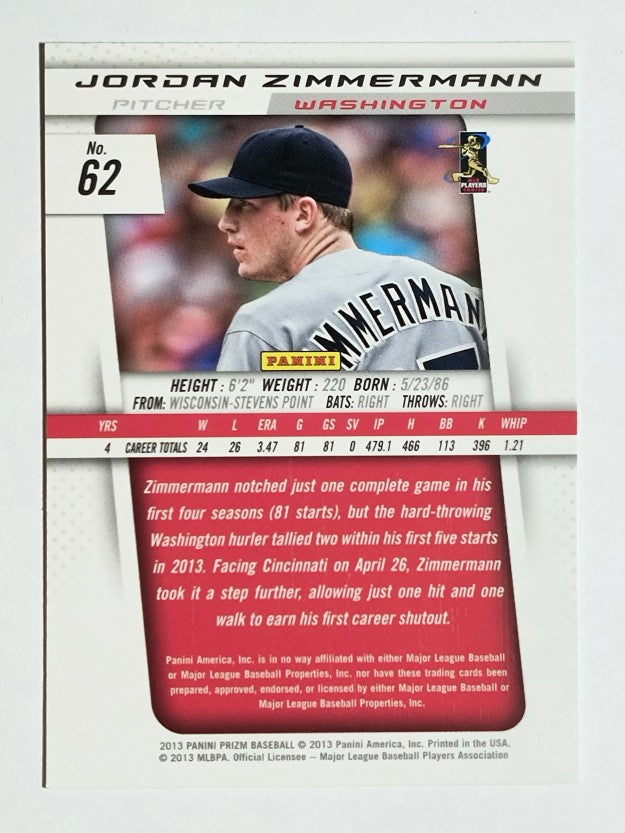 2013 Panini Prizm #62 Jordan Zimmermann
