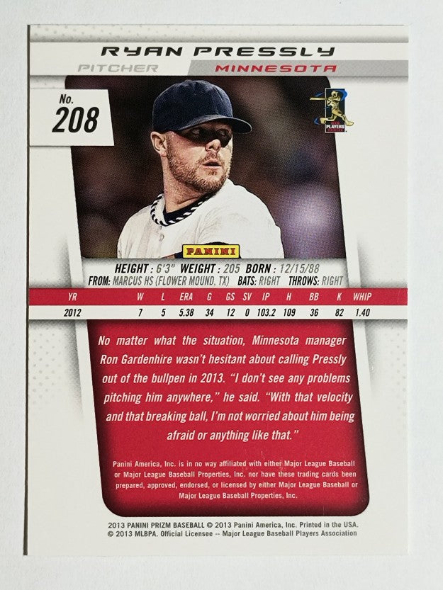 2013 Panini Prizm #208 Ryan Pressly RC