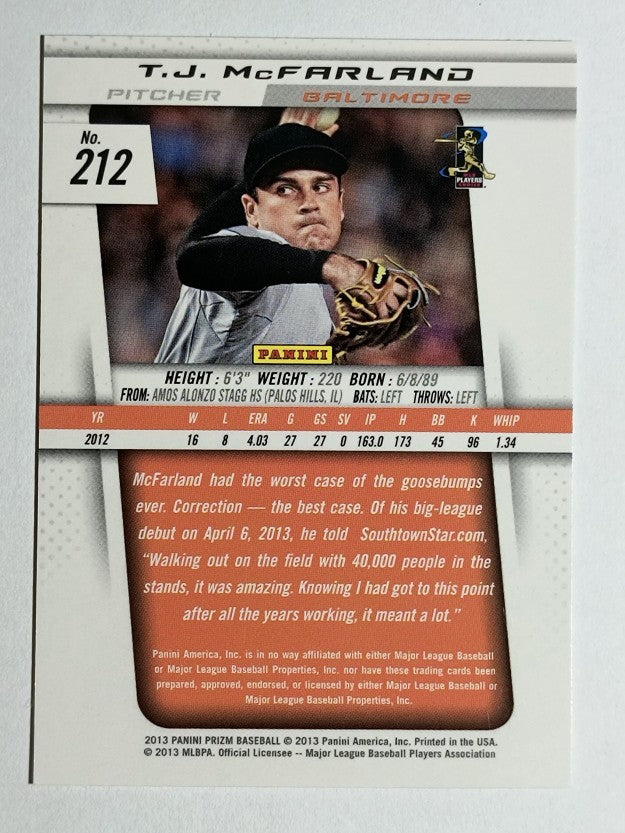 2013 Panini Prizm #212 T.J. McFarland RC