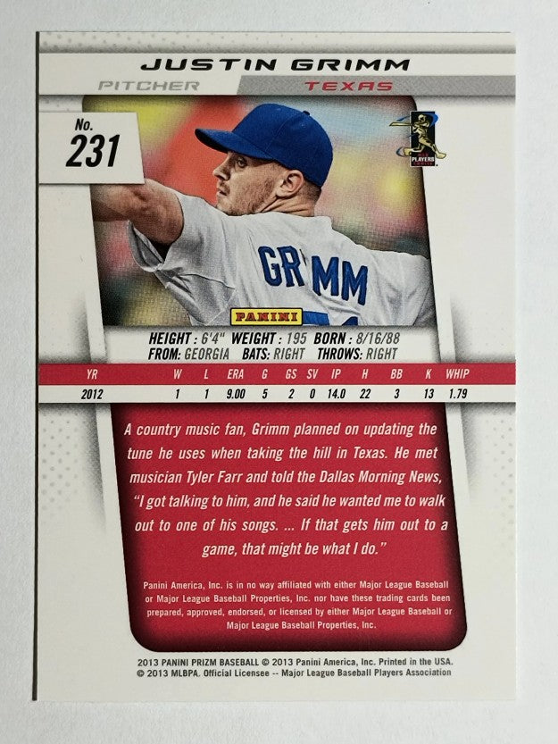 2013 Panini Prizm #231 Justin Grimm RC