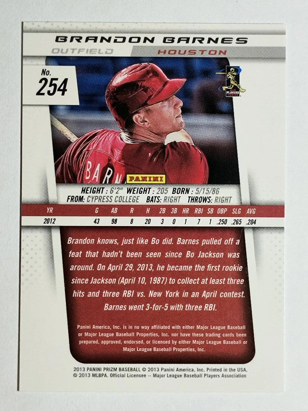 2013 Panini Prizm #254 Brandon Barnes RC