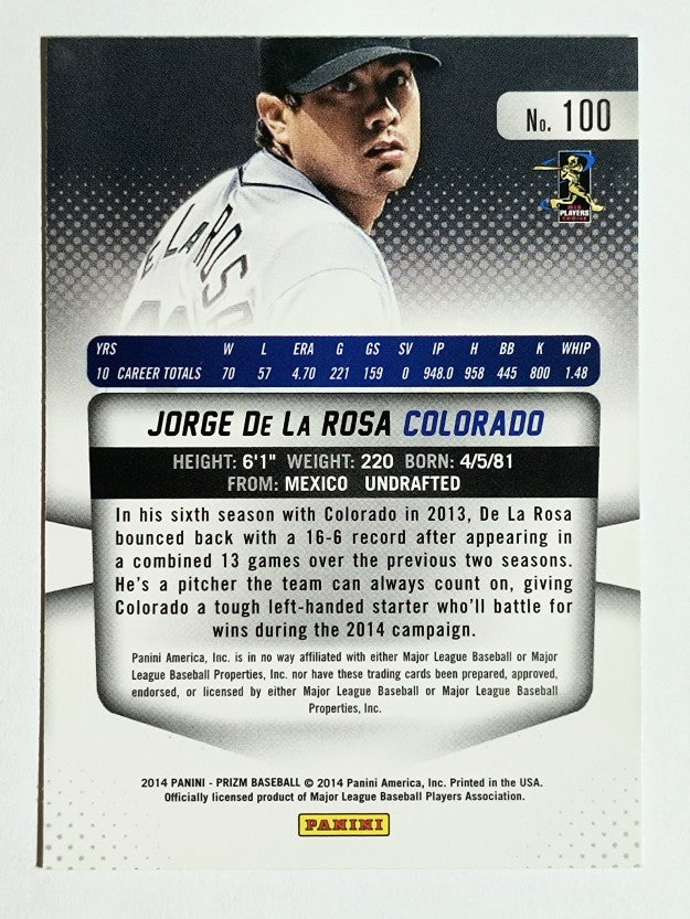2014 Panini Prizm #100 Jorge De La Rosa