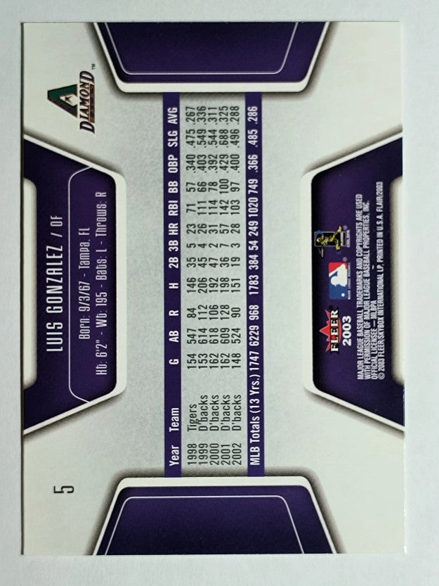2003 Flair #5 Luis Gonzalez