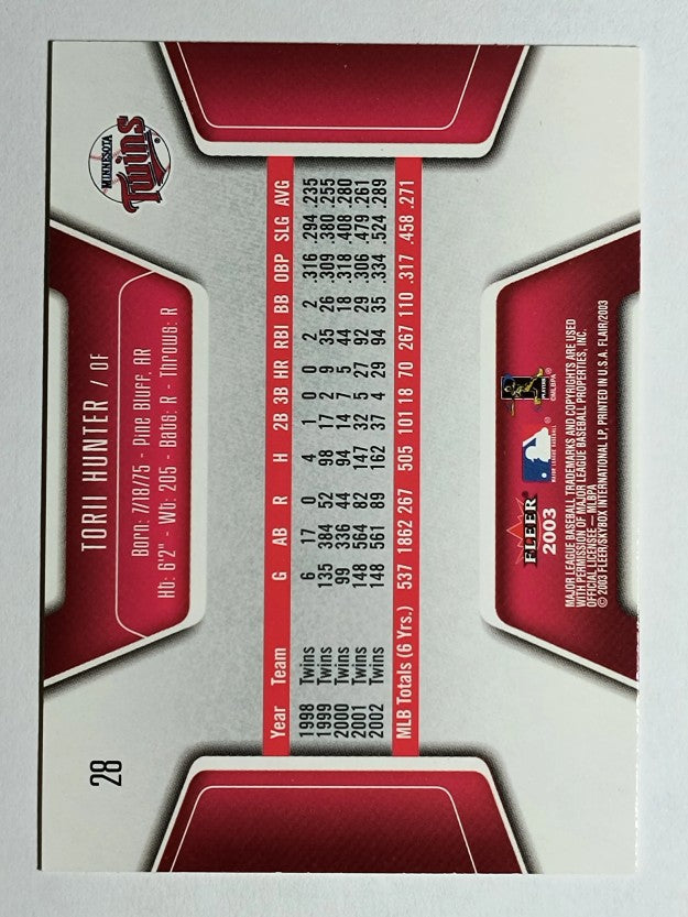 2003 Flair #28 Torii Hunter