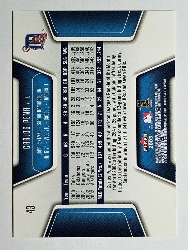 2003 Flair #43 Carlos Pena