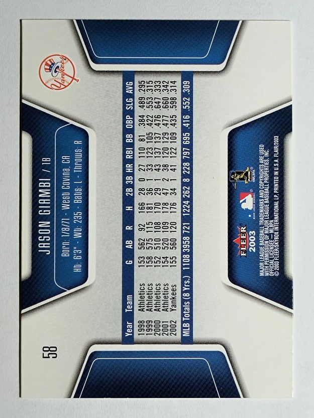 2003 Flair #58 Jason Giambi