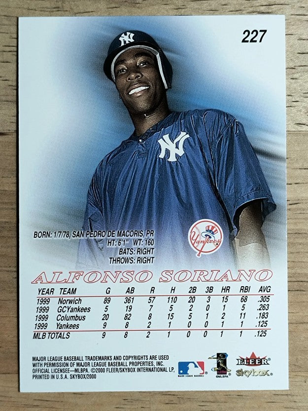 2000 SkyBox #227S Alfonso Soriano SP