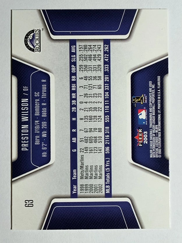 2003 Flair #63 Preston Wilson