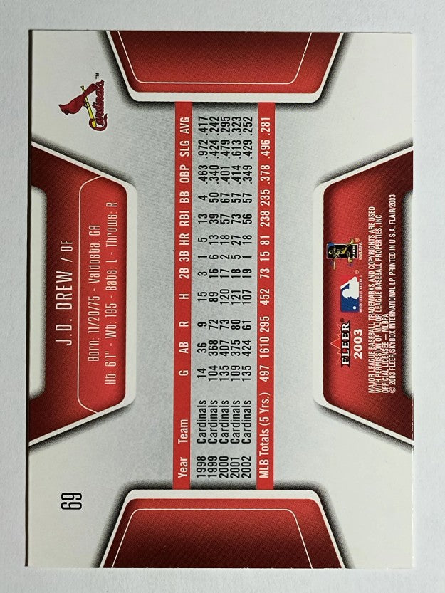 2003 Flair #69 J.D. Drew