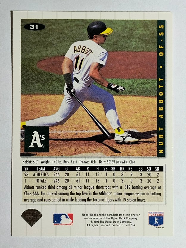 1994 Collector's Choice #31 Kurt Abbott RC