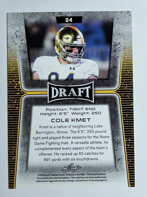 2020 Leaf Draft #24 Cole Kmet