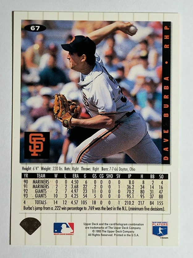1994 Collector's Choice #67 Dave Burba