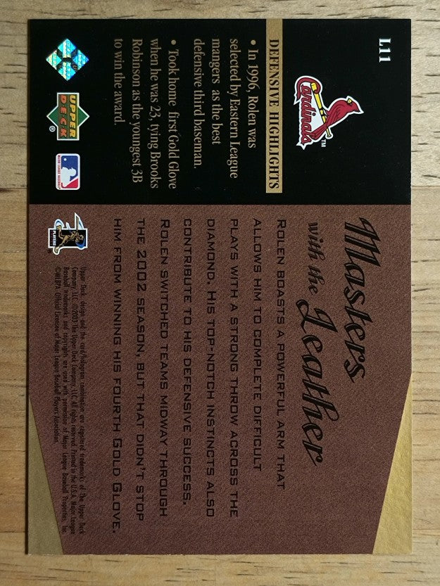 2003 Upper Deck Masters with the Leather #L11 Scott Rolen
